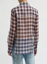 Silk Cotton Plaid Blouse with Removable Tie