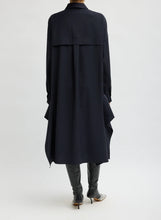 Tropical Wool Shirtdress with Side Drape