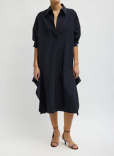 Tropical Wool Shirtdress with Side Drape