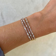 Load image into Gallery viewer, 2mm Signature Bracelet with Mauve Moonstone and Sterling Silver Rondelles
