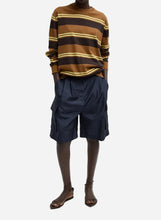 Knee-length nylon navy blue shorts