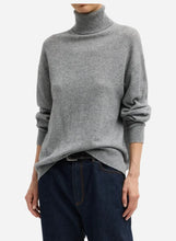 Grey long sleeve cashmere turtleneck sweater