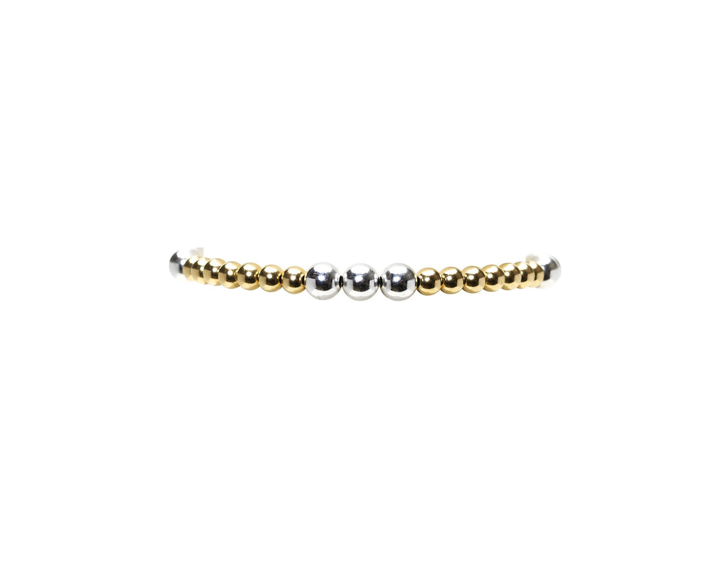 4mm Yellow Gold Filled Bracelet with 5mm Sterling Silver