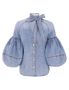 Illuminate Tied Denim Blouse