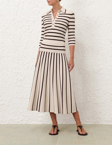 Illuminate Stripe Midi Skirt