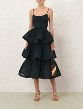 Pleated Tiered Midi Dress