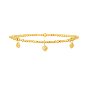 2mm Signature Bracelet with 3 14k Gold Hearts