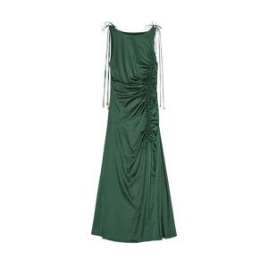 Satin Gathered Maxi Dress