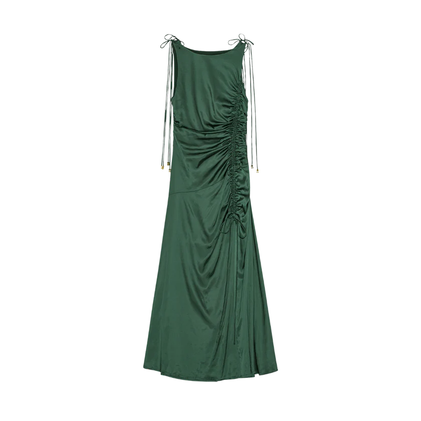 Satin Gathered Maxi Dress