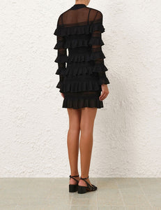 Crush High Neck Frilled Mini