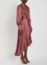 Asymmetric Silk Midi Wrap Dress