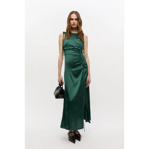Satin Gathered Maxi Dress