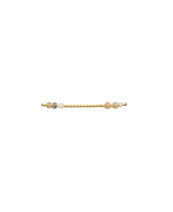 2mm Yellow Gold Bracelet with Mixed Moonstone Space Pattern