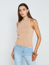 Load image into Gallery viewer, Rosemary High Neck Button Tank
