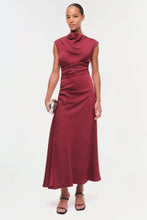Load image into Gallery viewer, Burke Draped Satin Midi Dress
