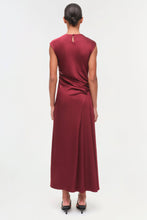 Load image into Gallery viewer, Burke Draped Satin Midi Dress
