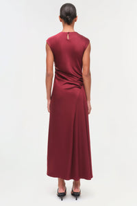 Burke Draped Satin Midi Dress