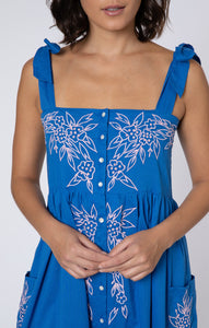 Tie Shoulder Dress with Flowers