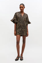 Load image into Gallery viewer, Metallic Cloque Mini Ruffle Dress
