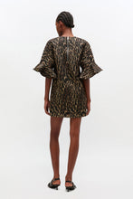 Load image into Gallery viewer, Metallic Cloque Mini Ruffle Dress
