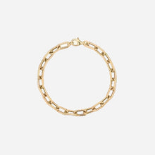 A 5.3mm yellow gold hollow chain link bracelet displayed on a light grey background.
