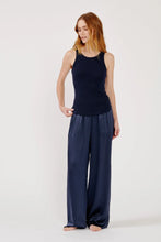 Brynn Wide Leg Silk Pant - Midnight