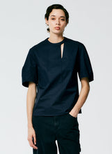 Load image into Gallery viewer, Eco Poplin Sculpted Sleeve Top With Cut Out Detail
