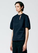 Load image into Gallery viewer, Eco Poplin Sculpted Sleeve Top With Cut Out Detail
