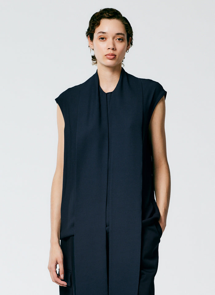 Feather Weight Eco Crepe Sleeveless Davenport Sculpted Shirt