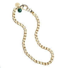 Load image into Gallery viewer, Chunky Box Chain Necklace with Malachite Bead
