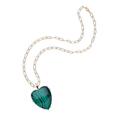Load image into Gallery viewer, LOVE Carry Your Heart Pendant in Malachite
