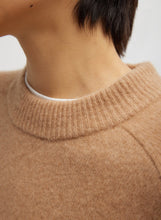 Load image into Gallery viewer, Camel Hair Knit Crewneck Oversized Pullover
