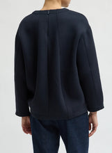 Bonded Viscose Crewneck with Folded Panel