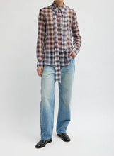 Silk Cotton Plaid Blouse with Removable Tie