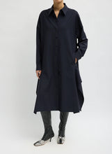 Tropical Wool Shirtdress with Side Drape