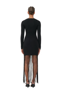 Melange Knit Fringe Mini Dress
