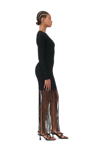 Melange Knit Fringe Mini Dress