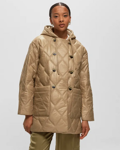Shiny Quilted Hood Jacket