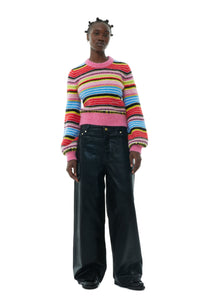 Striped Soft Wool O-Neck Sweater