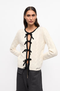 Cashmere Mix Tie String Cardigan