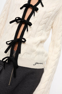 Cashmere Mix Tie String Cardigan