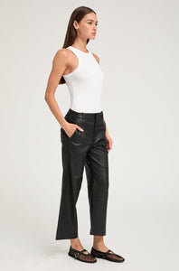 Cropped Baggy Leather Trousers