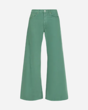 green high waisted flare cut jeans
