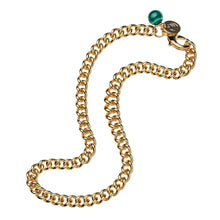 Petite Curb Chain with Malachite Bead 16"