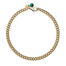 Petite Curb Chain with Malachite Bead 16"