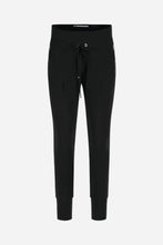 A pair of black joggers with a waist drawstring