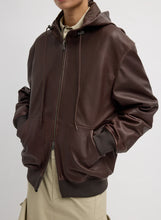 Load image into Gallery viewer, Leather Zip Up Hoodie Jacket
