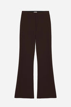 Dark brown wide-leg trousers shown flat against a light gray background.