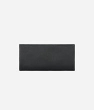 dark grey clutch bag on a light grey background