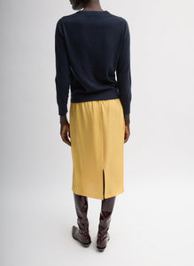 Skinlike Mercerized Wool Shrunken V-Neck Sweater